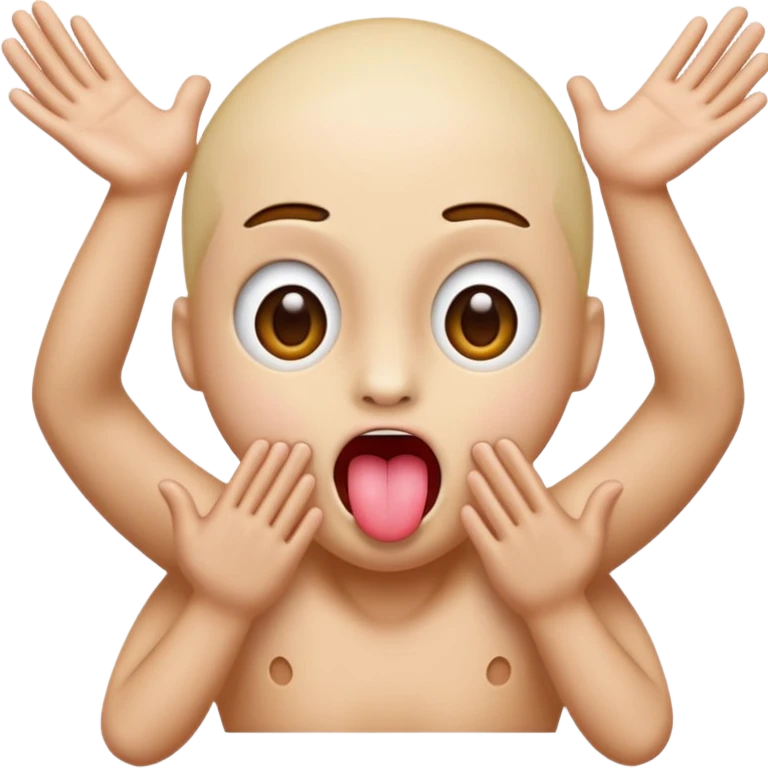 a face with tongue out and hands diving  emoji