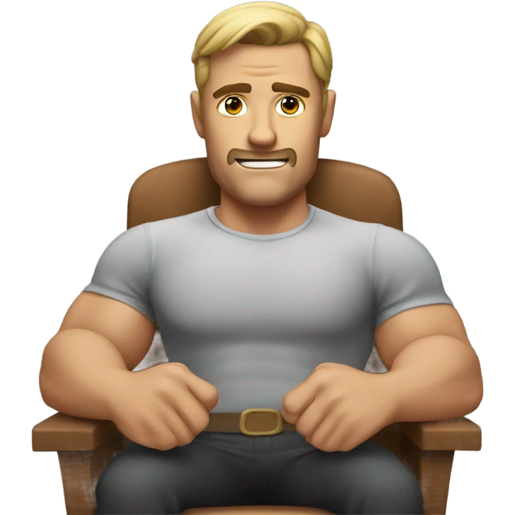 muscle guy sitting in char emoji