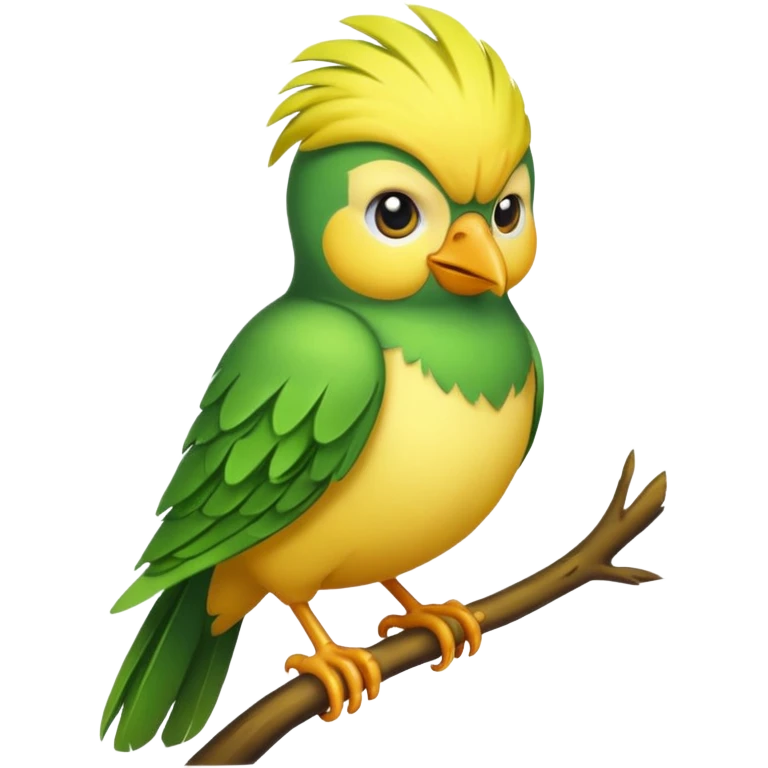 A bird with color green and his head yellow emoji