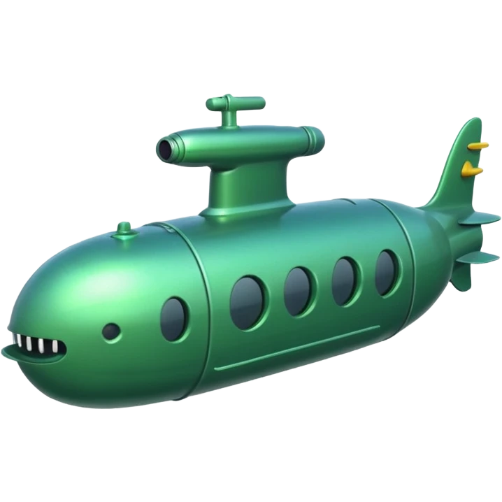green mini single submarine in cartoon  emoji