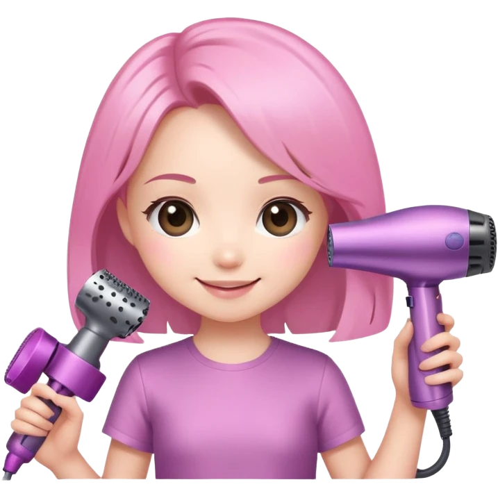 smiling chibi girl holding a Dyson hair dryer emoji