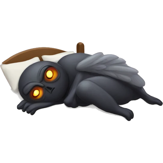 Mothman sleeping in bed emoji