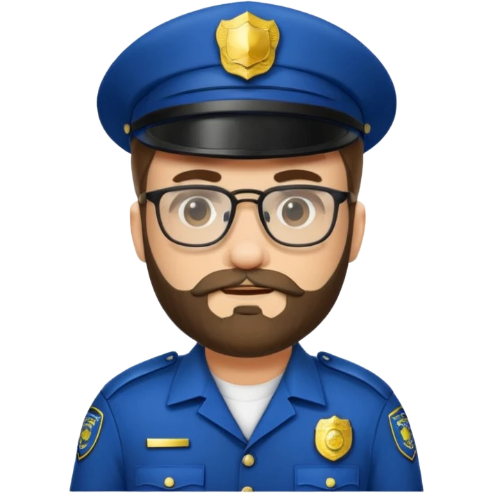 Police officer with glasses and beards(different uniform) emoji