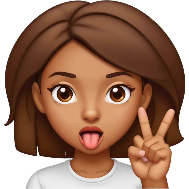 brownskin girl with tongue out and index and thumb pinching emoji
