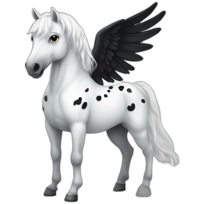 White horse with black spots and wings emoji