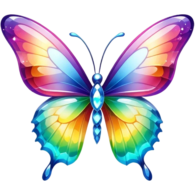 One Shiny-Colorful-Sparkly-Rainbow-Gradient-Crystal-Gem-Butterfly-Crystal-Fly emoji