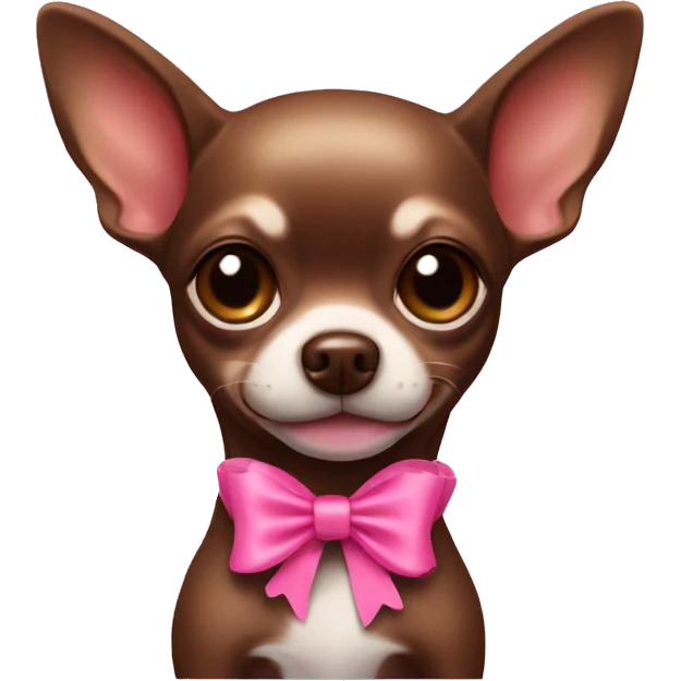 Chihuahua chocolate Brown with a pink bow  emoji