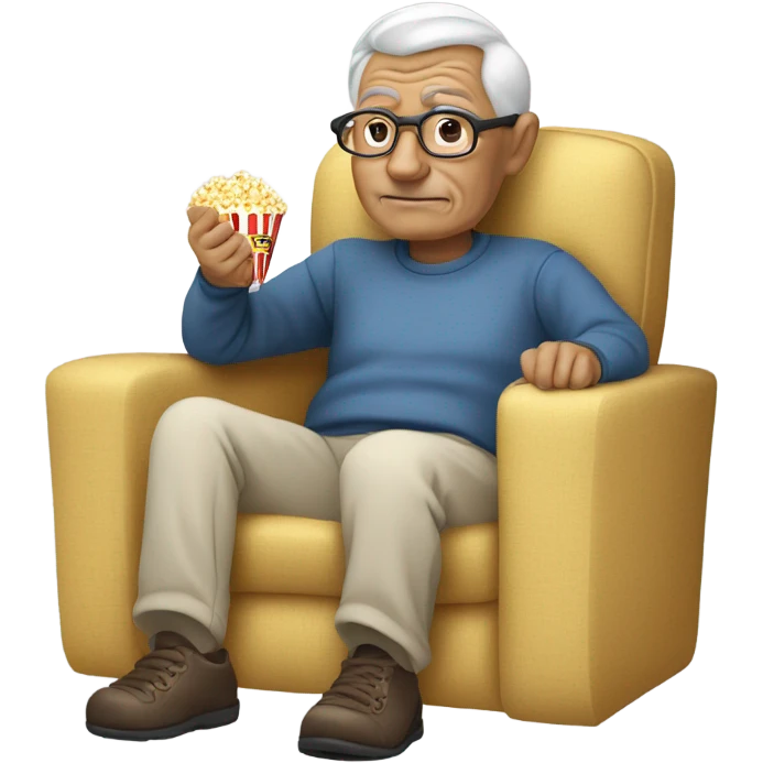 old man eating popcorn watching tv emoji