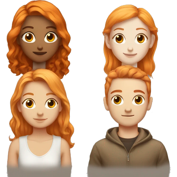 two best friends one with orange hair and pale and one with brown hair and pale emoji