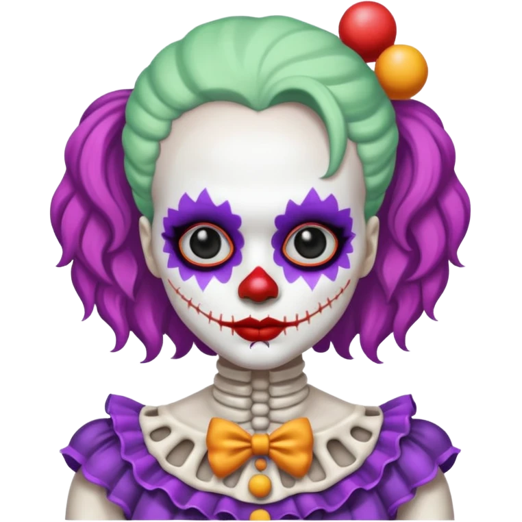 cute skeleton woman clown with makeup emoji