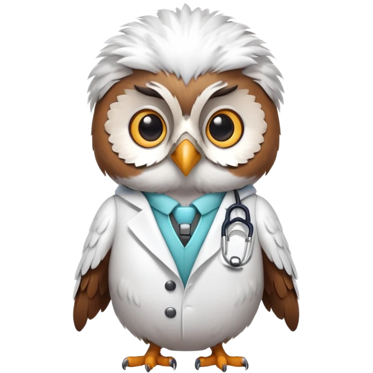 Twilio owl wearing doctor outfit with stethoscope and white coat emoji