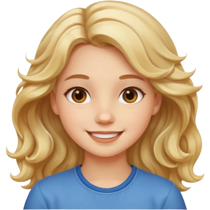 Now, the same girl but with a happy face please with light wavy hair emoji
