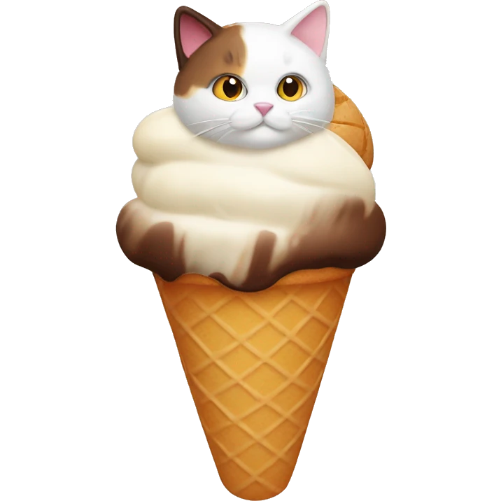 Icecream with fat calico cat emoji