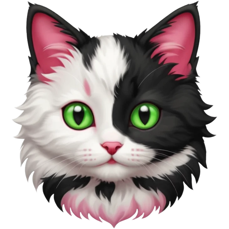 a sitting black and white with red kitten emoji