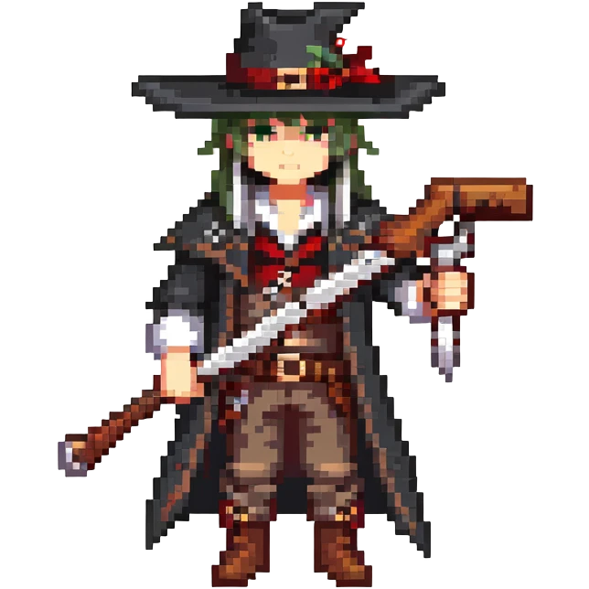 Vampire hunter with crossbow and wide-brimmed hat emoji