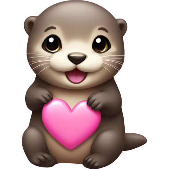 baby otter with a pink heart emoji