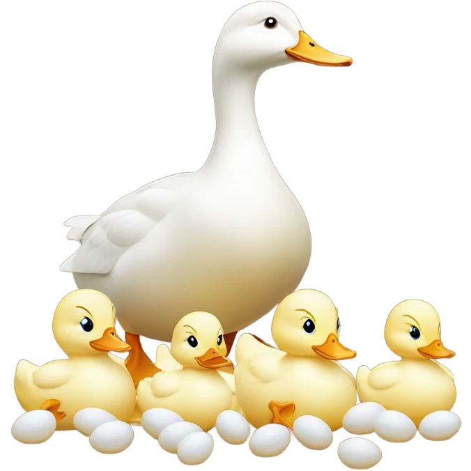 Duck eggs hatching with mama in front and baby ducks and mama duck being excited emoji