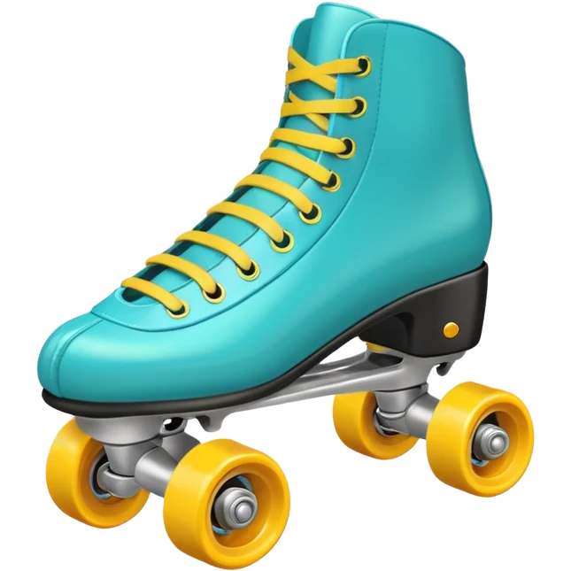 turquoise colored roller skate with yellow wheels emoji