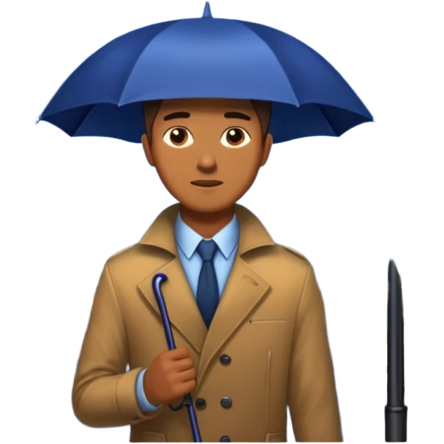 Man with umbrella + streetlight reflection, Midnight Wanderers emoji