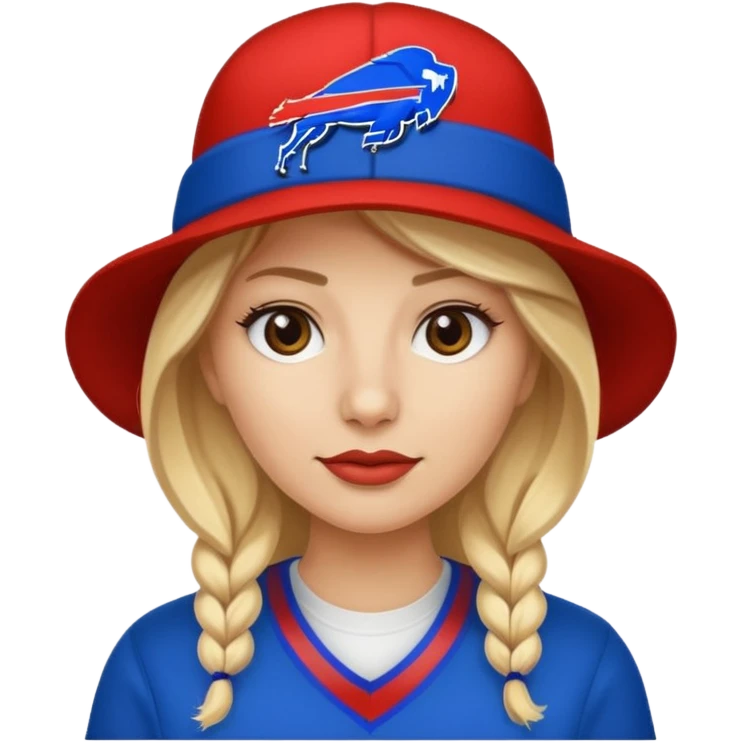 Blond lady with buffalo bills hat emoji