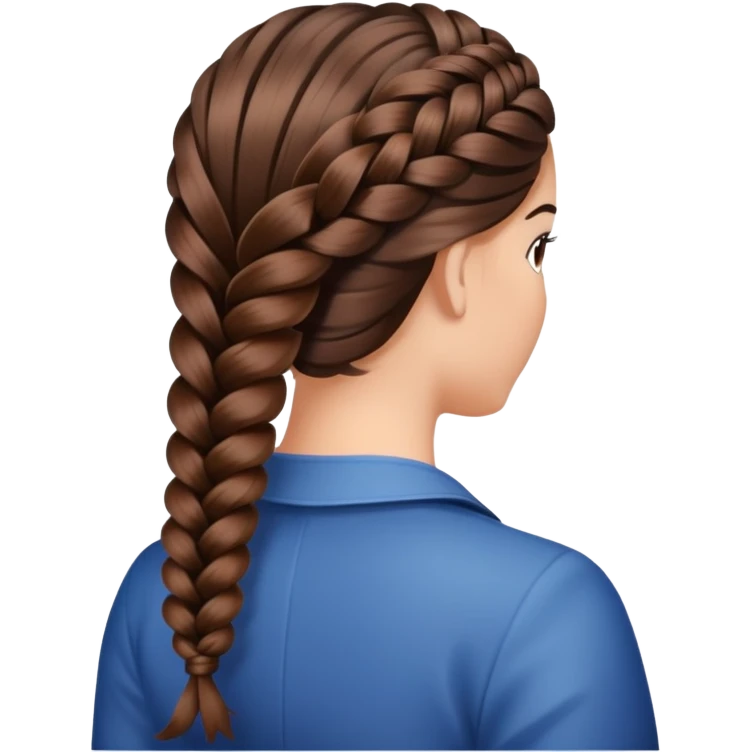 Back of brown hair showing French braid emoji