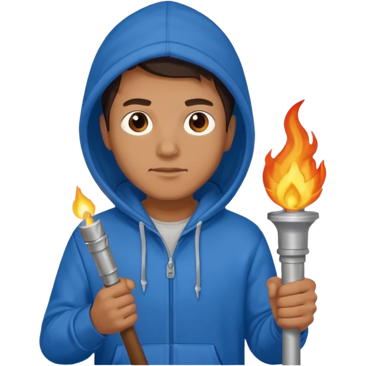 blue hoodie man The torchbearer emoji