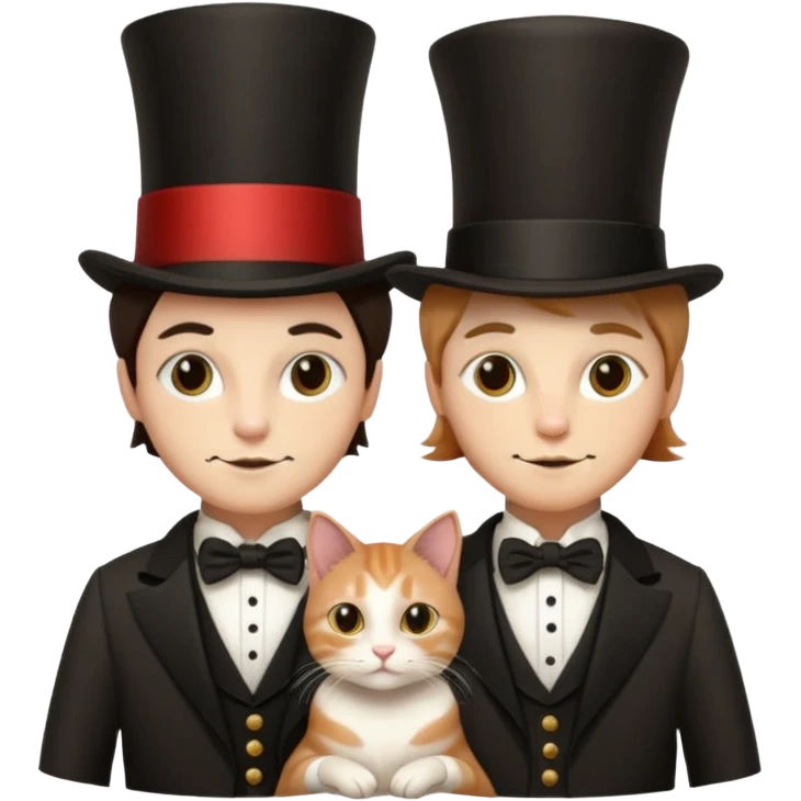 magician couple and their pet cat emoji