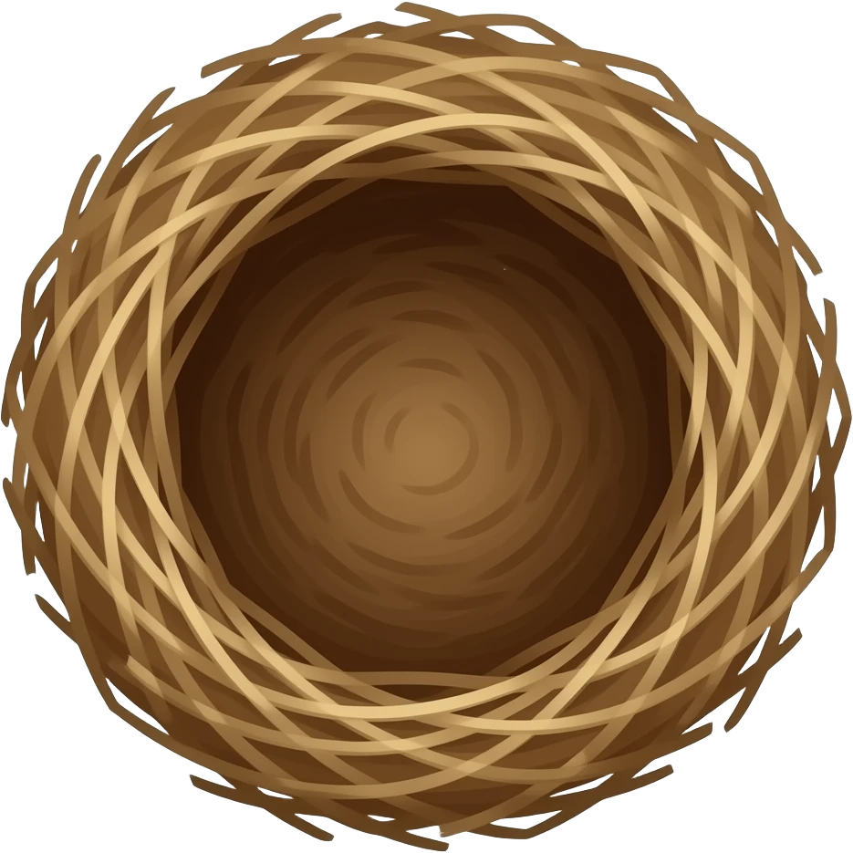 un nido de aves con solo el nido que se vea de frente emoji