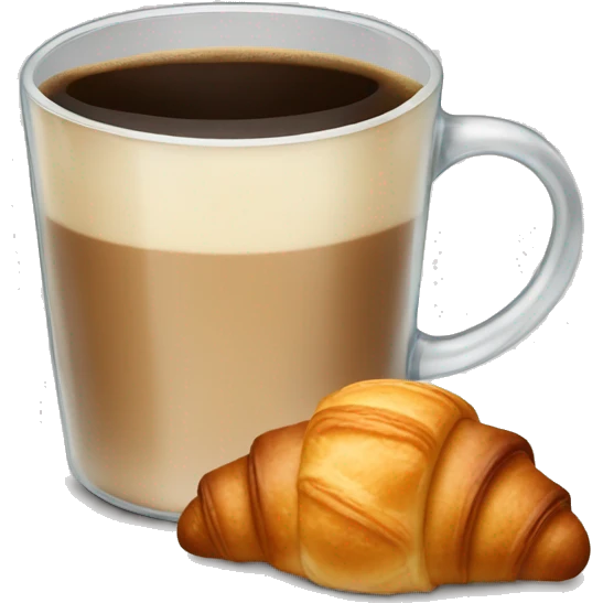 A glass of coffee with a croissant emoji