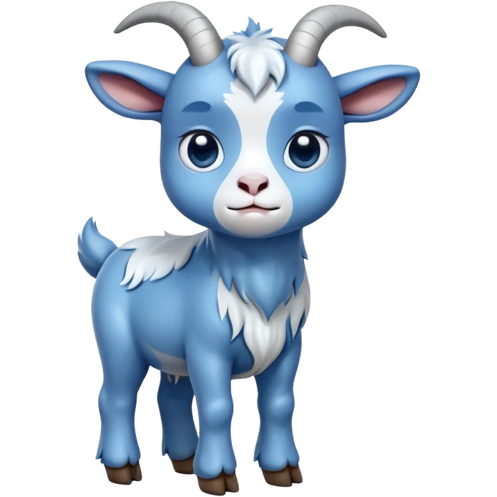 Sad-crying tears-cute-small-full body-blue goat-looking up emoji