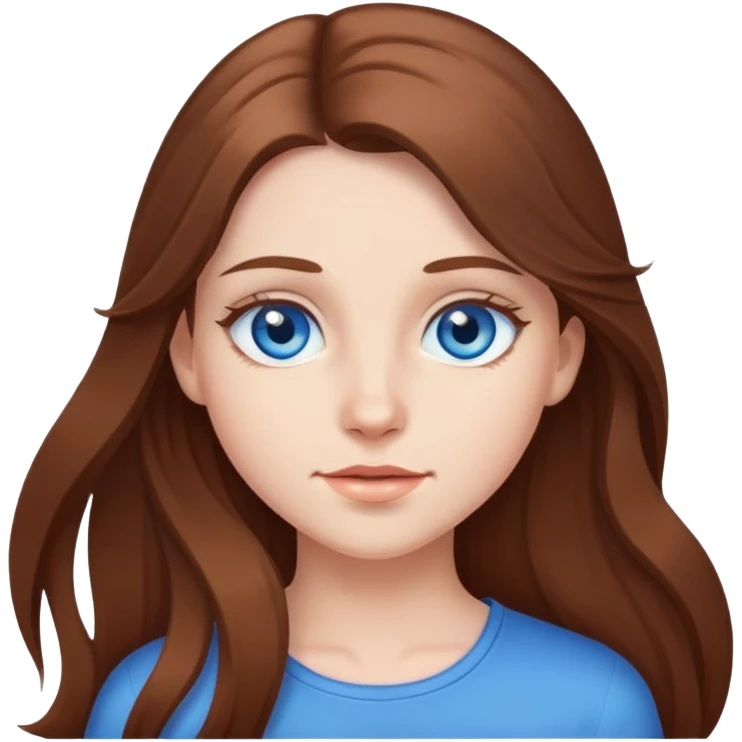 Girl with long brown hair and blue eyes emoji
