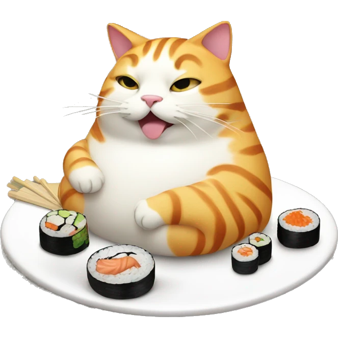 fat cat eating sushi emoji