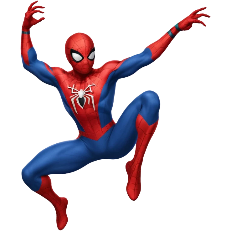 Spider-Man in classic red and blue suit, swinging on a web emoji