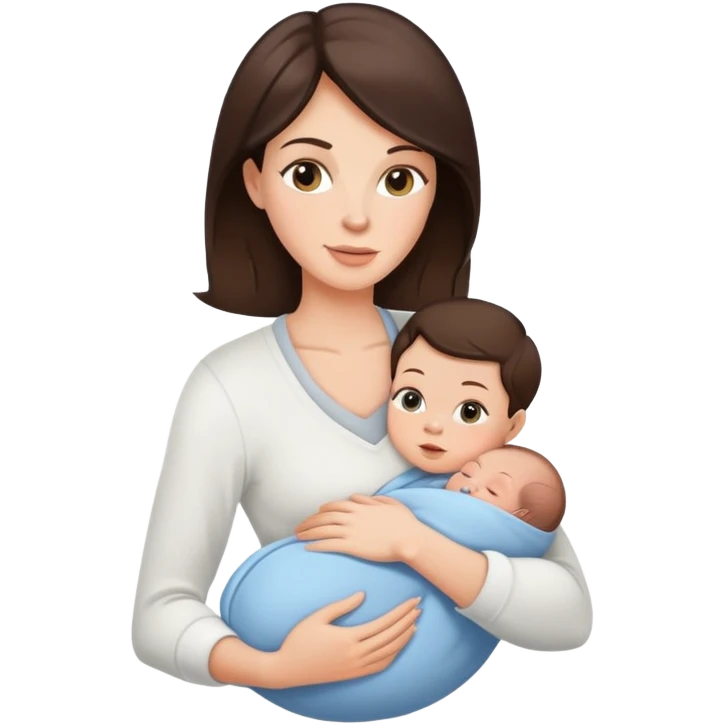 Fit brunette mom with newborn boy emoji