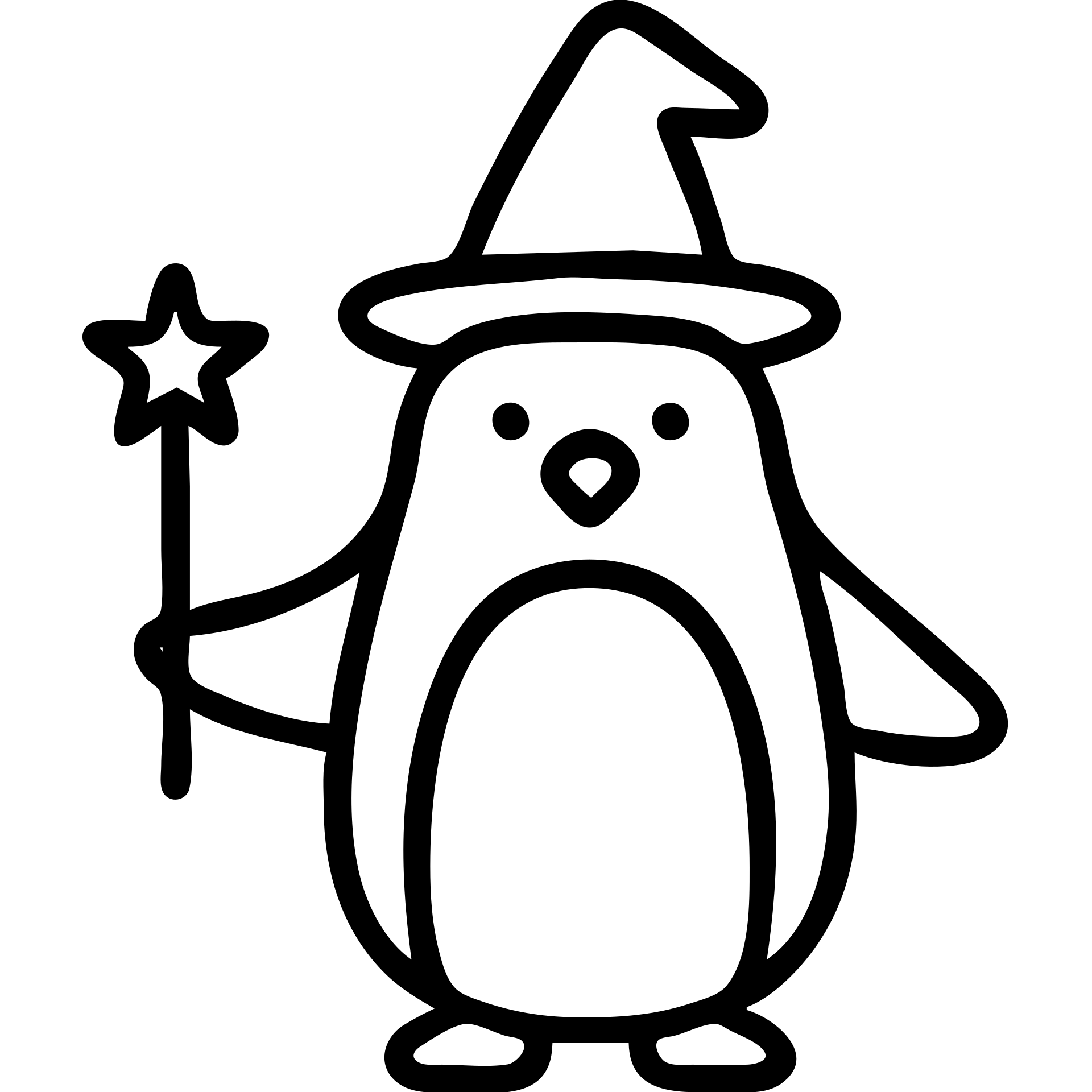 penguin wizard, outline icon without fill emoji