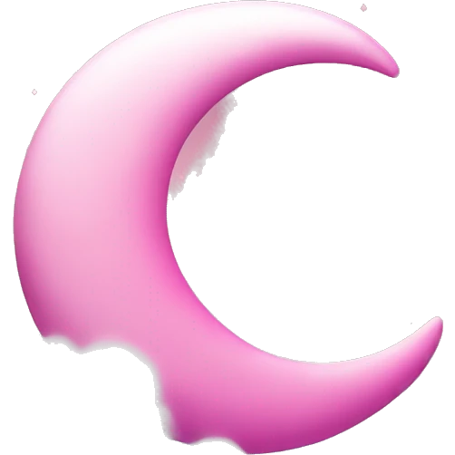 Pink crescent moon with sparkly white clouds emoji