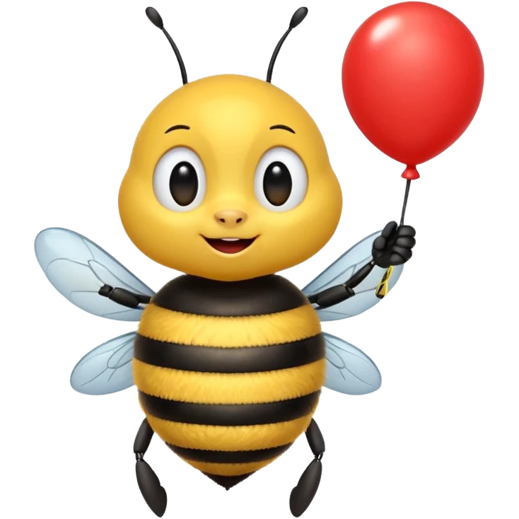 Excited bee carrying balloon emoji