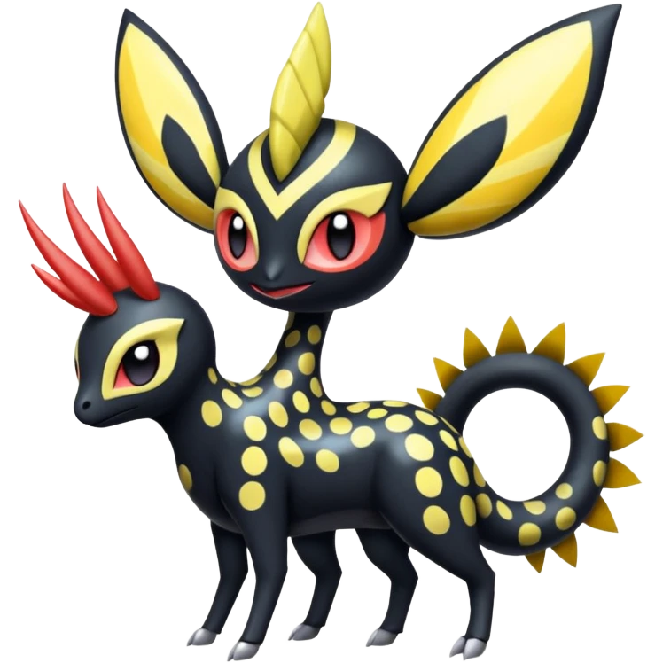 zig-zag-patterned tribal tropical hot polka-dotted Meloetta-Darkrai-Giratina-Noibat-Pokémon-Fakémon-fusion-hybrid-creature emoji