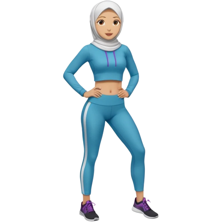 High resolution full body of a girl wearing a hijab and is a fitness trainer emoji