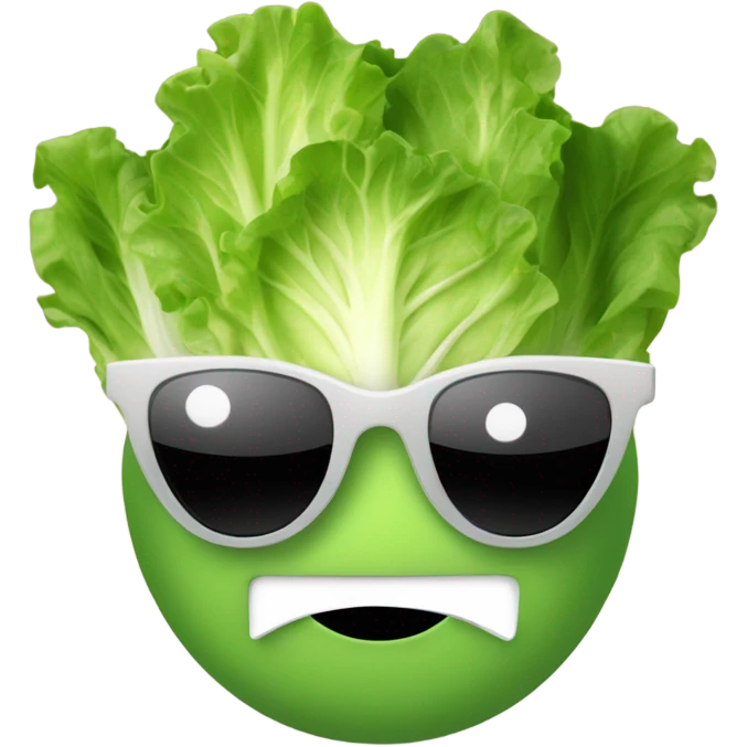 lettuce with a happy face holds a mirror in his hand and looks at it emoji