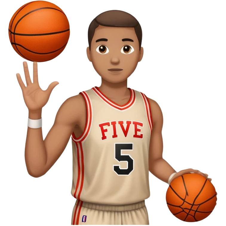 Basketball player with basketball in hand and number five on Jersey emoji