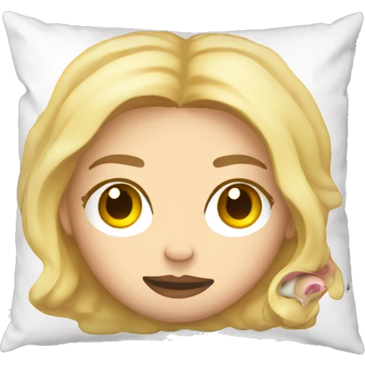 blonde girl is sleeping on her pinky buffy pillow right  emoji