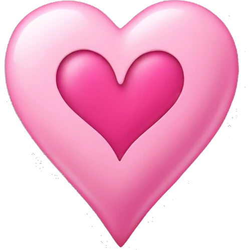 Pink heart with initial M in the center cursive emoji