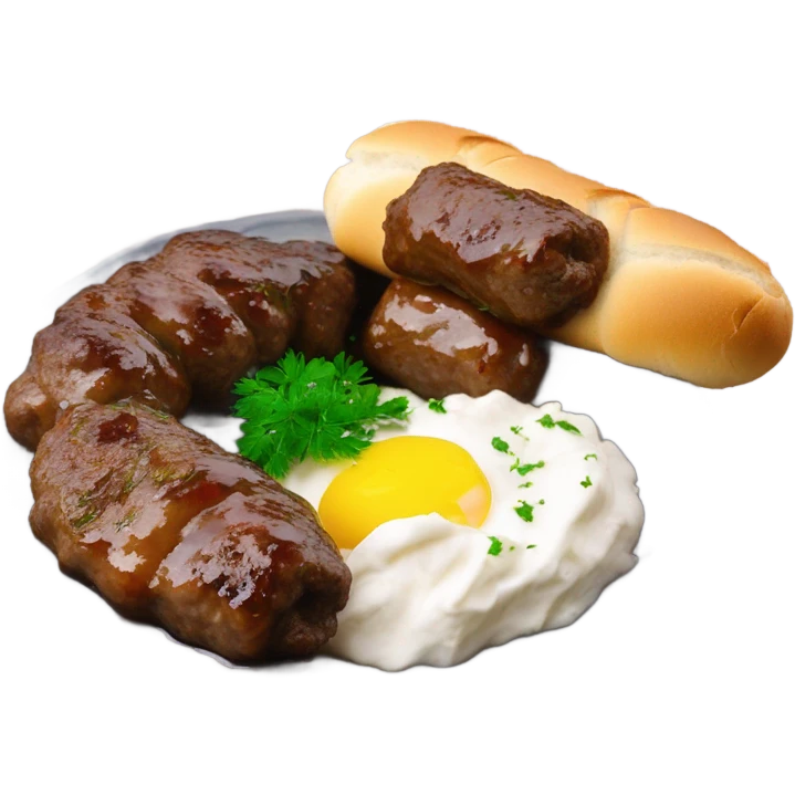 Bosnian cevapi with somun and kaymak emoji