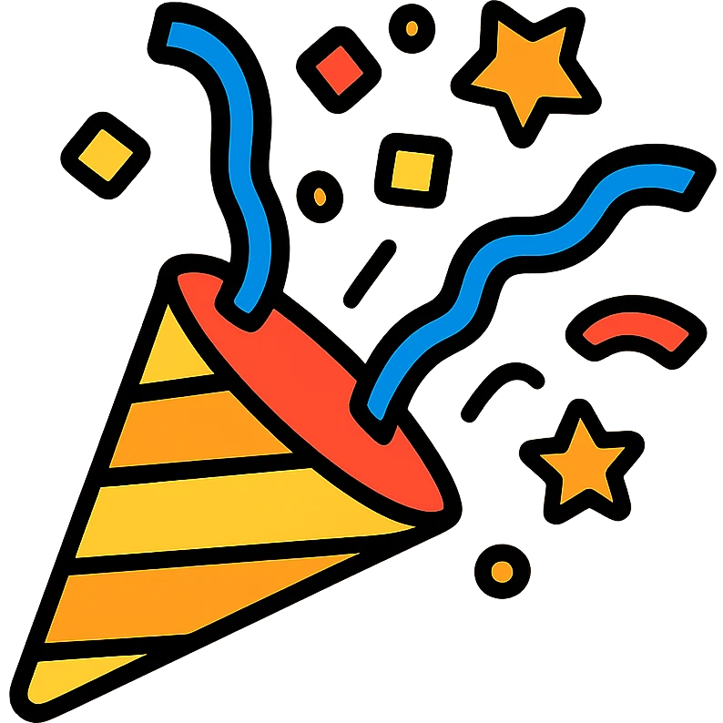Confetti popping and exploding in celebration, festive paper bits flying outward in an explosion pattern emoji