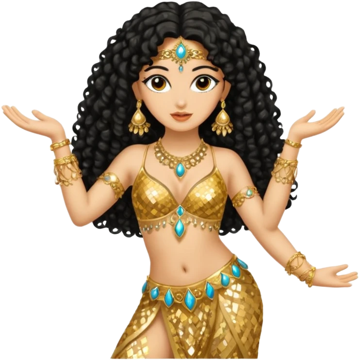 middle eastern belly dancer with black curly hair emoji