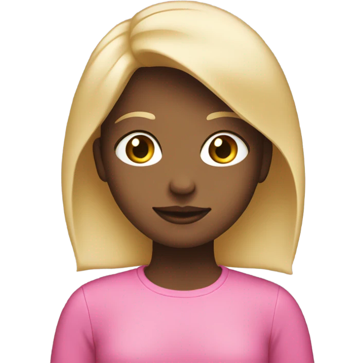 a blonde girl whit a pink nos emoji
