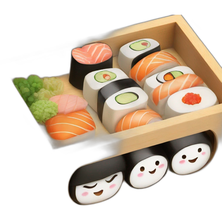 cute sushi bento wooden box emoji