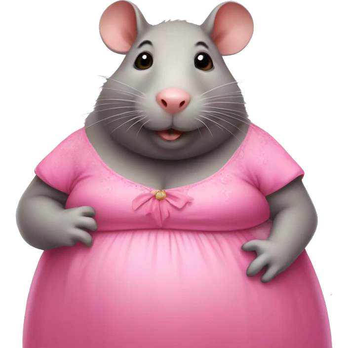 Large obese rat in a pretty pink dress  emoji