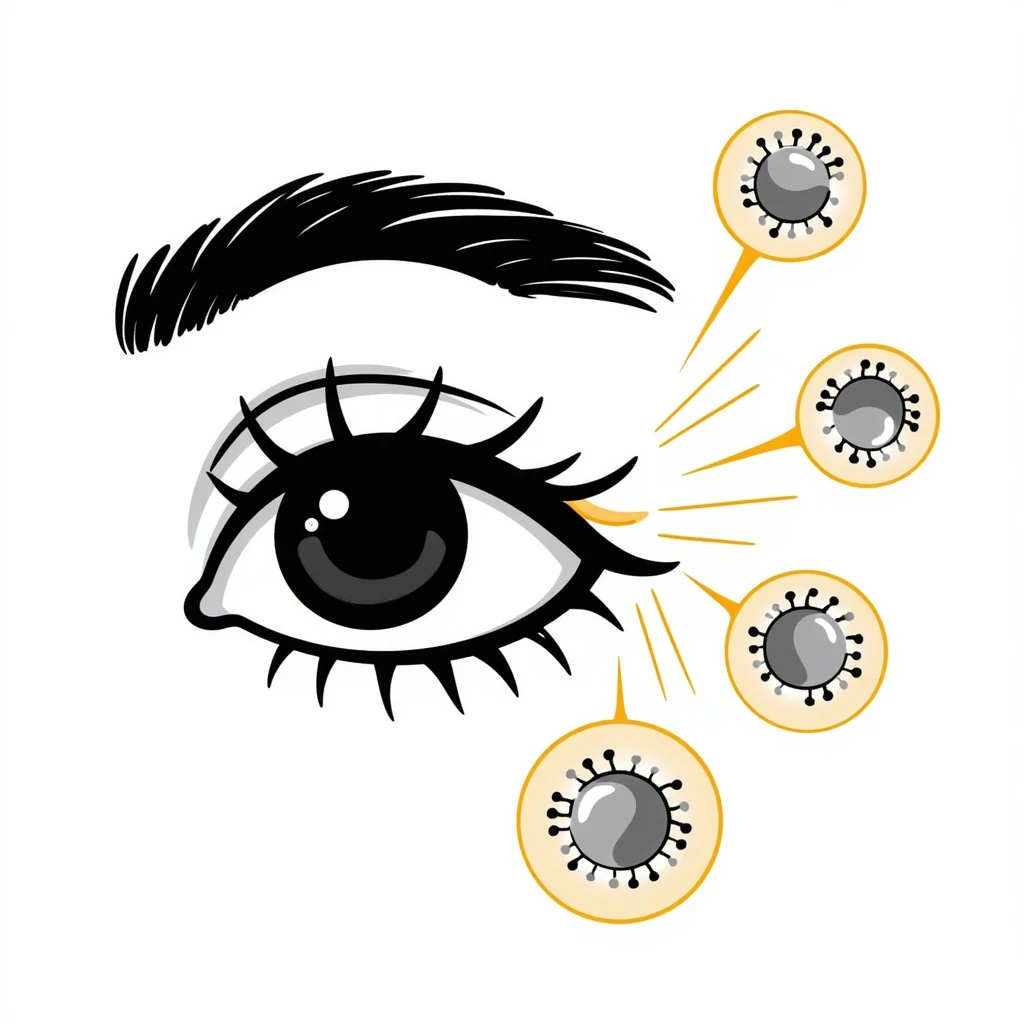 An ethereal eye emitting a golden ray that touches skin cells, showing renewal and regeneration, vitamin A retinol concept emoji